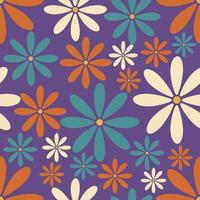 Floral seamless pattern with daisies in retro style vector