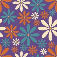 Floral seamless pattern with daisies in retro style vector