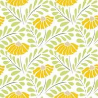 Seamless pattern with colorful retro groovy yellow daisies vector