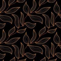 Aesthetic contemporary printable seamless pattern with branches and leaves on dark background vector