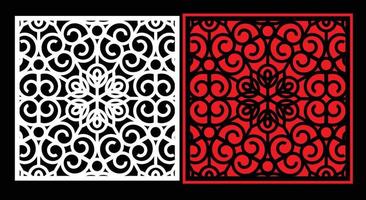 Decorative wall panels set Jali design CNC pattern, laser cutting pattern, router CNCcutting.Jali Laser cut decorative panel set with lace pattern. vector