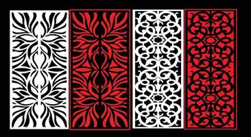 Decorative wall panels set Jali design CNC pattern, laser cutting pattern, router CNCcutting.Jali Laser cut decorative panel set with lace pattern. vector