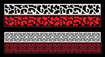 Decorative wall panels set Jali design CNC pattern, laser cutting pattern, router CNCcutting.Jali Laser cut decorative panel set with lace pattern. vector