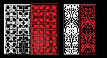 Decorative wall panels set Jali design CNC pattern, laser cutting pattern, router CNCcutting.Jali Laser cut decorative panel set with lace pattern. vector