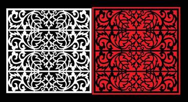 Decorative wall panels set Jali design CNC pattern, laser cutting pattern, router CNCcutting.Jali Laser cut decorative panel set with lace pattern. vector