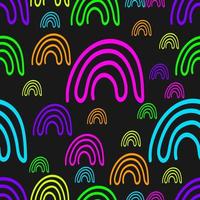 Bright neon. Hand drawn  seamless pattern with rainbows vector