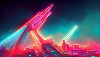 isométrica cyberpunk ciudad de el futuro en ciencia ficción estilo. generativo ai foto