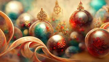 Elegant and realistic christmas background with 3d ornaments. photo