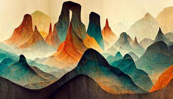 Excellent Abstract mountain and canyon wallpaper texture illustration. photo