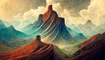 Excellent Abstract mountain and canyon wallpaper texture illustration. photo