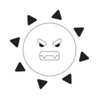 Dangerous summer sun monochromatic flat vector character. Excessive ultraviolet exposure. Editable thin line full sized icon on white. Simple bw cartoon spot image for web graphic design, animation