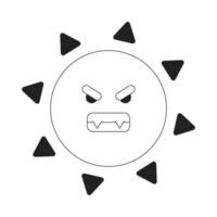 Dangerous summer sun monochromatic flat vector character. Excessive ultraviolet exposure. Editable thin line full sized icon on white. Simple bw cartoon spot image for web graphic design, animation