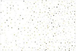 Random falling gold stars on white background. Glitter pattern for banner, greeting card, Christmas and New Year card, invitation, postcard, paper packaging vector