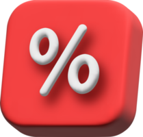 Percent sign. Percentage, discount, sale, 3d icon illustration. png