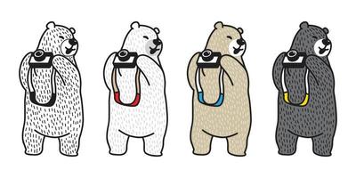 Bear vector Polar Bear camera photography character cartoon illustration doodle