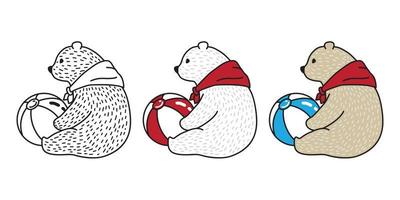 Bear vector Polar Bear scarf ball doodle illustration character cartoon