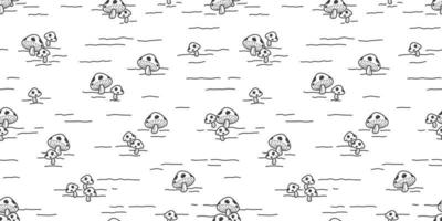 mushroom seamless pattern vector yard forest wood isolated wallpaper background illustration doodle cartoon