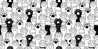 Cat paw seamless pattern cat breed isolated kitten claw dog paw hand vector wallpaper background doodle illustration