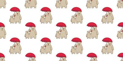 bear seamless pattern vector Polar bear panda umbrella raining isolated background wallpaper