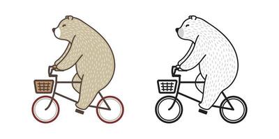 oso vector polar oso paseo bicicleta garabatear ilustración personaje dibujos animados