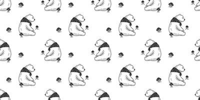 Bear seamless pattern vector polar bear teddy mushroom wallpaper isolated background