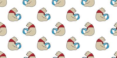 Bear seamless pattern vector Polar Bear cartoon red scarf ball illustration doodle isolated wallpaper background