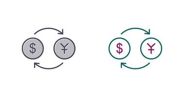 icono de vector de dólar a yen