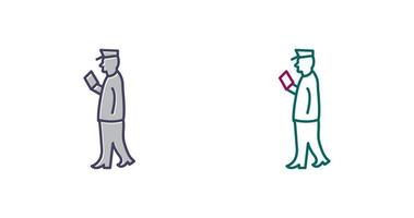 Guard Checking Passport Vector Icon