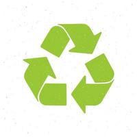 Silhouette of green recycling symbol. Vector illustration. Worldwide attention sign to environmental issues. Triangular eco friendly sign of reused. Isolated white background