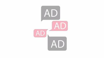 Animated too many ads bubbles. Flat outline style icon 4K video footage for web design. Pop ups isolated colorful thin line element animation on white background with alpha channel transparency