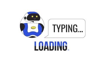 AI chatbot typing loader animation. Artificial intelligence. Flash message 4K video footage. Isolated outline colour loading progress indicator with alpha channel transparency for UI, UX web design