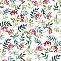 watercolor seamless pattern with vintage patterns of rowan berries and leaves. autumn, forest vector