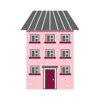 Cute house with bright colors, high-rise vector illustration icon