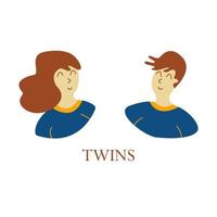 Boy and girl twins, siblings resemble one another vector