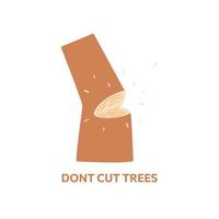 medio cortar abajo árbol. salvar bosque. vector