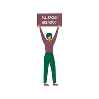 Girl holding a poster. All races are good vector