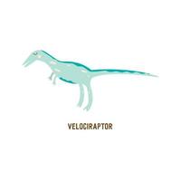 Dinosaur Velociraptor. Colorful vector isolated hand drawn