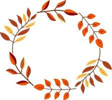 Autumn branches of different trees in the form of a circle colorful vector illustration