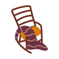 Cozy rocking chair and plaid. Cartoon vector isolated boho