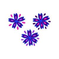 Three cornflower flowers. Doodle vector hand drawn