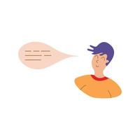 Guy with Speech Bubble. Thoughts in a head, chatting vector