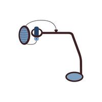 Microphone with filter and stand. Sound recording equipment vector