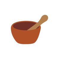 Mortar and pestle. Vintage bowl. Vector hand drawn icon