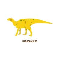 dinosaurio amarillo hadrosaurio. aislado vector mano dibujado