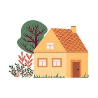 Cute country house. Sweet home. Vector cartoon