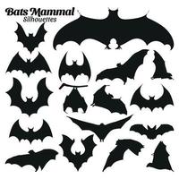 Collection set of Bat silhouettes vector illustrations