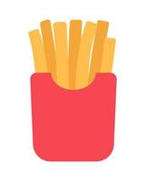 Crispy fast food french fries in package semi flat colour vector object. Fry potatoes in box. Editable cartoon style icon on white. Simple spot illustration for web graphic design and animation