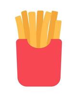 Crispy fast food french fries in package semi flat colour vector object. Fry potatoes in box. Editable cartoon style icon on white. Simple spot illustration for web graphic design and animation