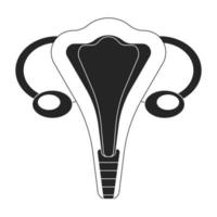 Female reproductive system flat line black white vector object. Internal anatomy. Editable cartoon style icon. Simple isolated outline spot illustration for web graphic design and animation