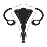 Female reproductive system flat line black white vector object. Internal anatomy. Editable cartoon style icon. Simple isolated outline spot illustration for web graphic design and animation